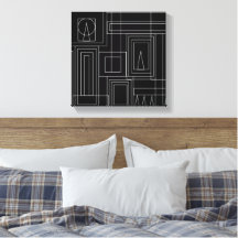 Lienzo envuelto de impresión monocromo Art Deco