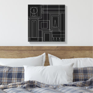 Lienzo envuelto de impresión monocromo Art Deco