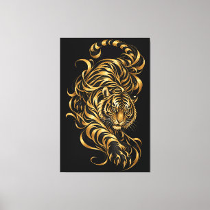Lienzo Envuelto en Arte de Tigre Dorado