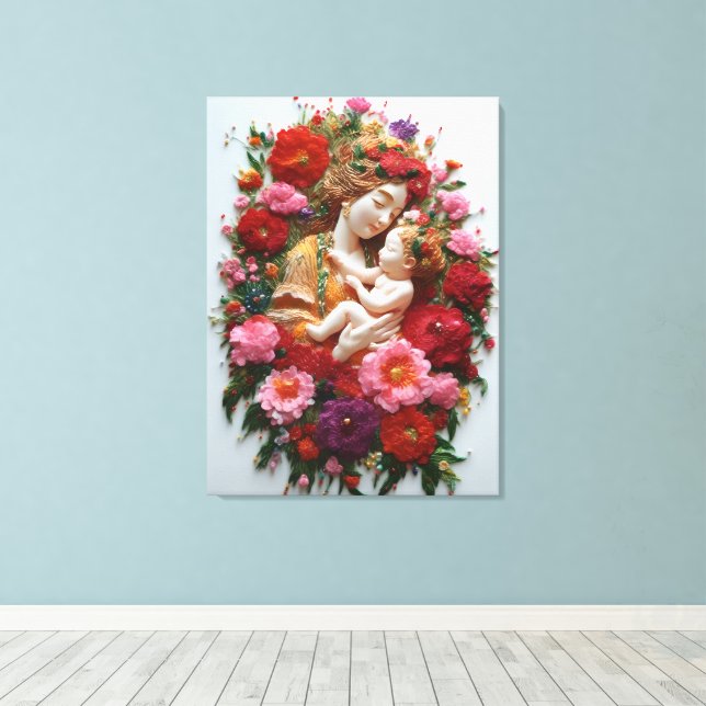 Lienzo Envuelto en claveles, nacido de gracia (Insitu (piso de madera))