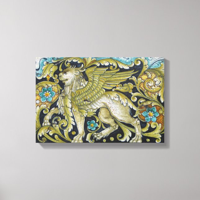 Lienzo envuelto - León de mosaico de Deruta (Anverso)