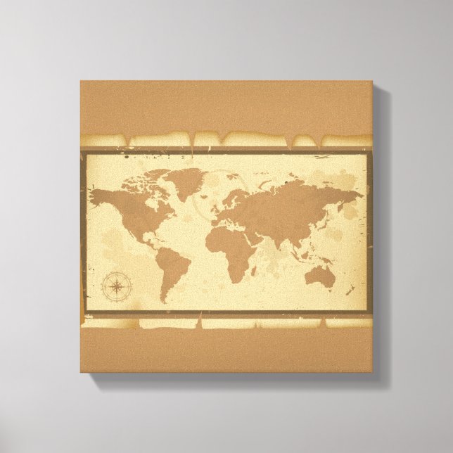 Lienzo Envuelto Mapa del Viejo Mundo (Anverso)