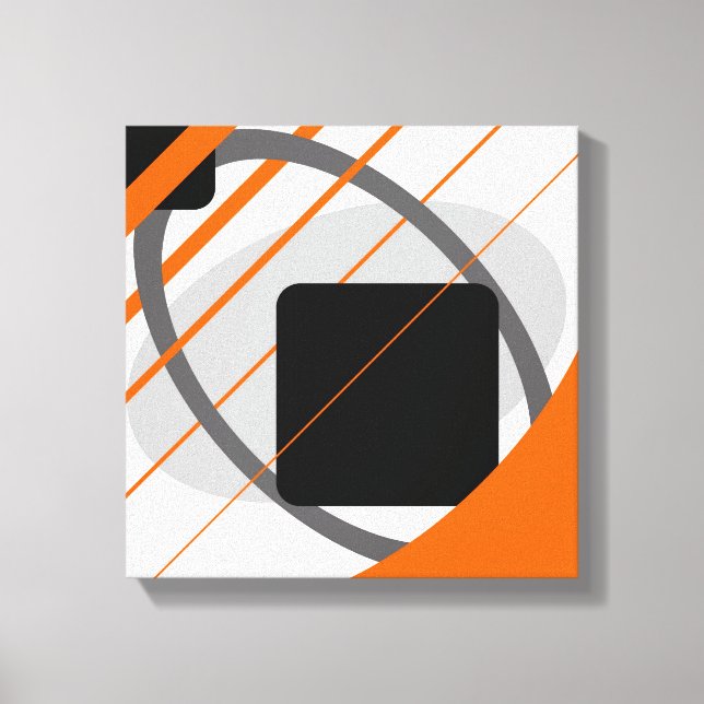 Lienzo Envuelto Moderno Naranja Gris Negro Blanco  (Anverso)
