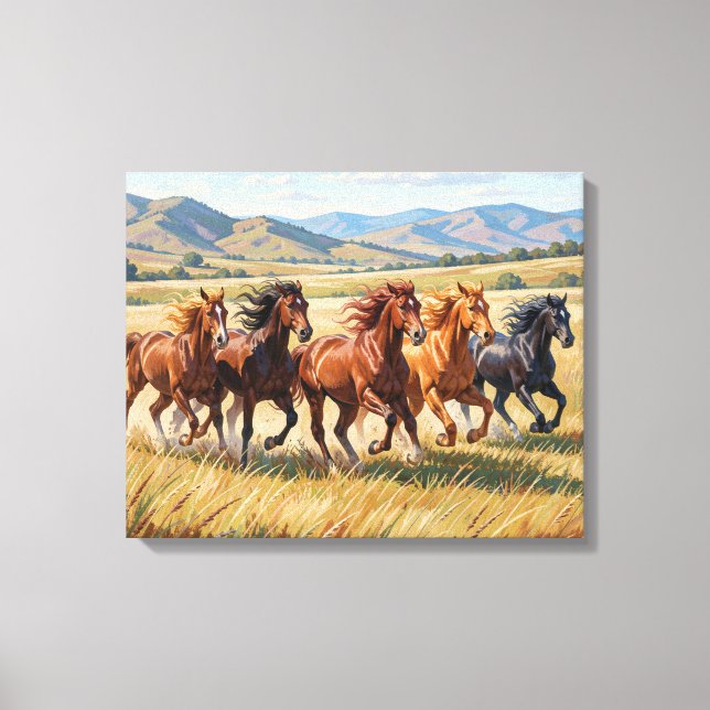 Lienzo Envuelto Premium Pintura de Caballos (Anverso)