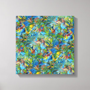 Lienzo envuelto rojo, amarillo, azul y verde