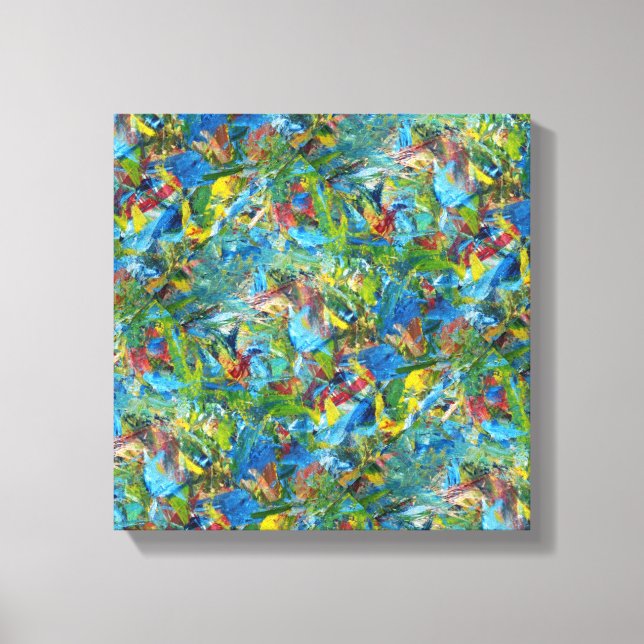 Lienzo envuelto rojo, amarillo, azul y verde (Anverso)