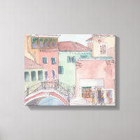 Lienzo envuelto "Sketch acuarela/Venecia Italia