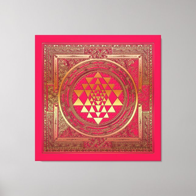 lienzo envuelto yantra mandala india yoga rosa dor (Anverso)