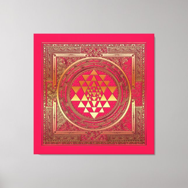 lienzo envuelto yantra mandala india yoga rosa dor (Anverso)