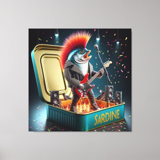 Lienzo  Epic Sardine Punk Rebel Guitar Ocean Legend (Anverso)