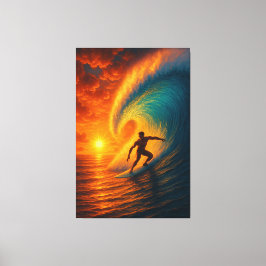 Lienzo Epic Sunset Surf Wave - Ocean Canvas Wall Art