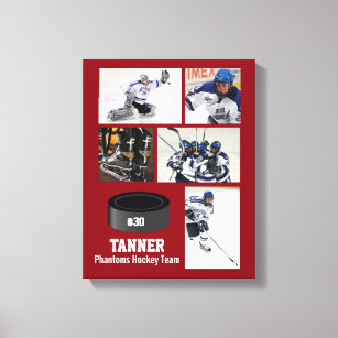 Lienzo Equipo de Collage de fotos de hockey personalizado