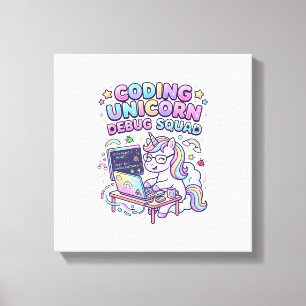 Lienzo Equipo de depuración de Unicorn Coding Unicorn Mer