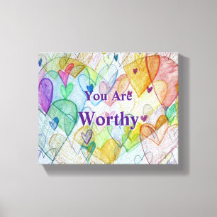 Lienzo Eres digno de los corazones envueltos de tela de a