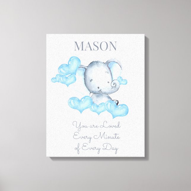 Lienzo Eres querido niño pequeño elefante personalizado (Anverso)