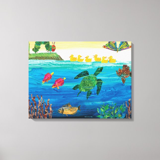 Lienzo Eric Carle | Colorida escena de estanques (Anverso)