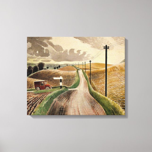 Lienzo Eric Ravilious art, Wiltshire Landscape, (Anverso)