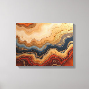 Lienzo Erosión Dorada – 16"x 12" Abstracto Fluido