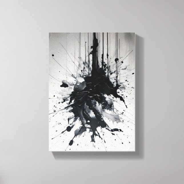 Lienzo Erupción de tinta dramática bandeja negra (Anverso)