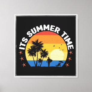 Lienzo Es Hora de Verano Diseño de Puesta de Sol Tropical