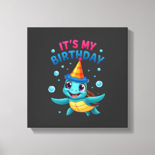 Lienzo Es Mi Cumpleaños Tortuga De Mar Linda Cumpleaños D