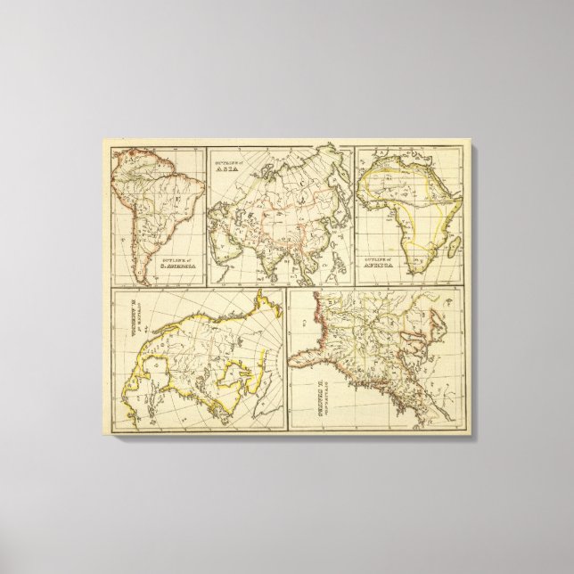 Lienzo Esbozar Asia, América del Sur, etc. (Anverso)