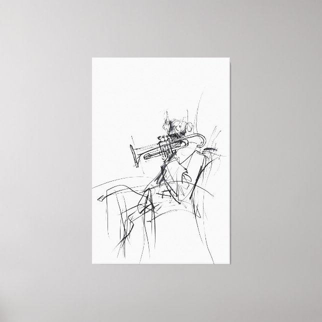 Lienzo Esbozo abstracto del jugador de trompeta - Premium (Anverso)