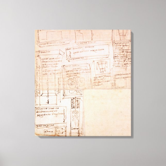 Lienzo Esbozo de bloques de mármol para estatuas con nota (Anverso)