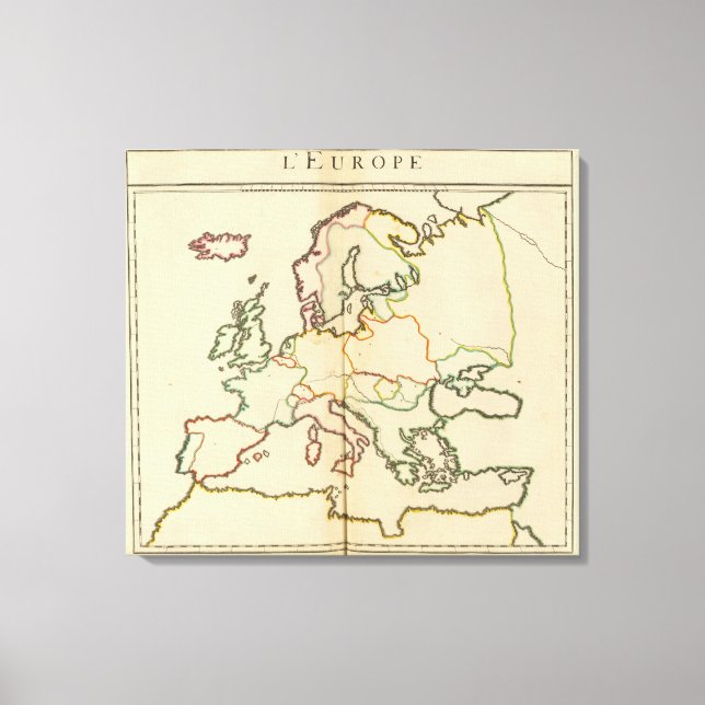 Lienzo Esbozo de Europa, montañas y ríos (Anverso)
