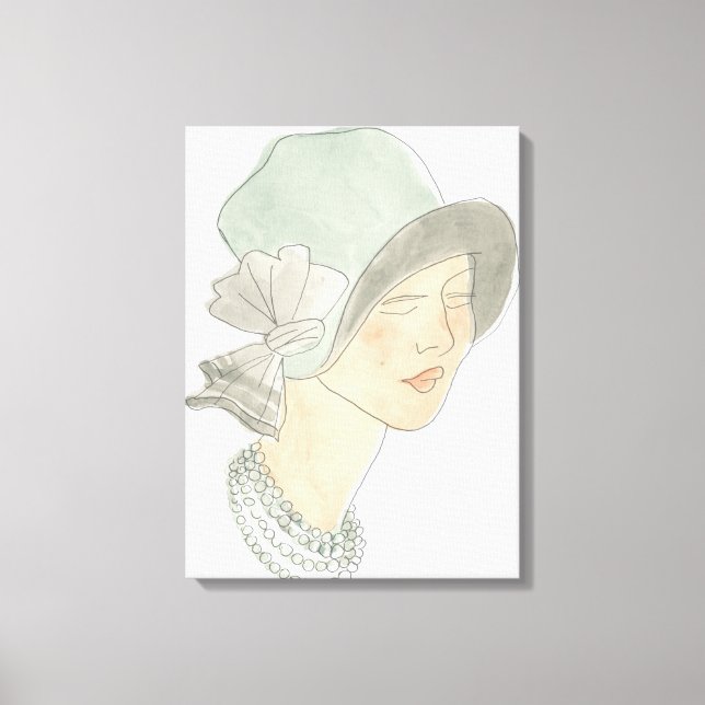Lienzo Esbozo de moda flapper - Mujer con Gorra (Anverso)