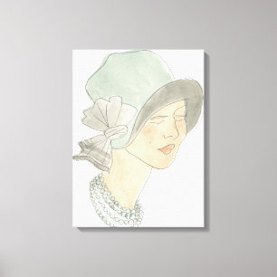 Lienzo Esbozo de moda flapper - Mujer con Gorra