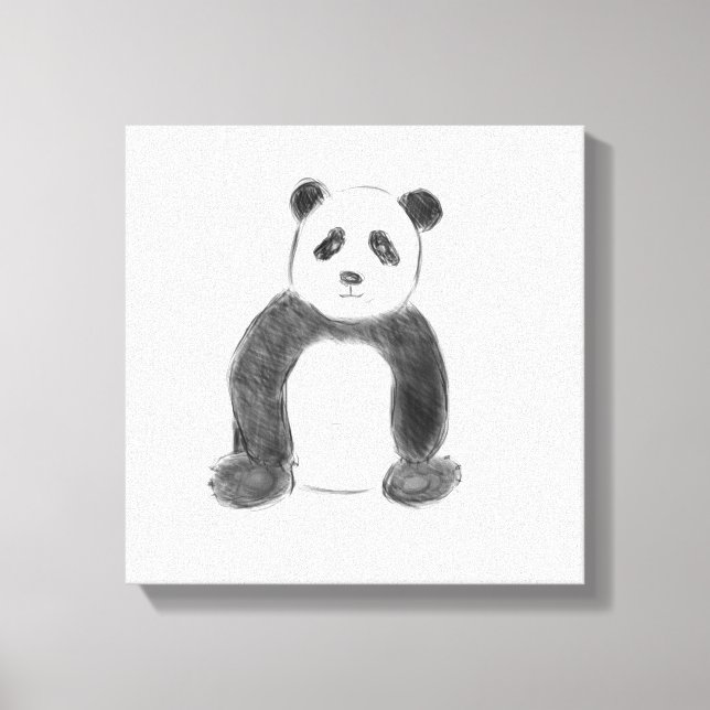 Lienzo Esbozo de panda blanco y negro (Anverso)