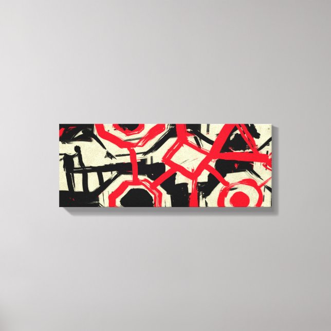 Lienzo Esbozo de pincel negro y blanco y rojo (Anverso)