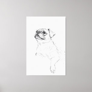 Lienzo Esbozo elegante de retrato Pug - Premium