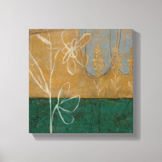 Lienzo Esbozo floral con flores silvestres y plantas (Anverso)