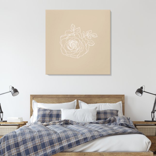 Lienzo Esbozo romántico Rosa floral moderna (Insitu(Dormitorio))