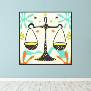 Lienzo Escala Folkart Boho Libra Resumen Zodiac
