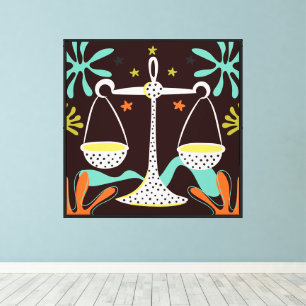 Lienzo Escala Folkart Boho Libra Resumen Zodiac