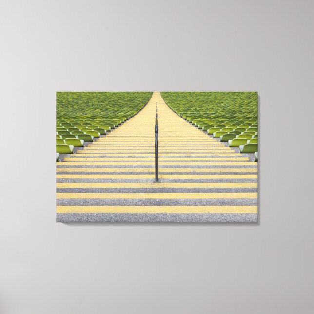 Lienzo Escalera del estadio entre filas de asientos verde (Anverso)