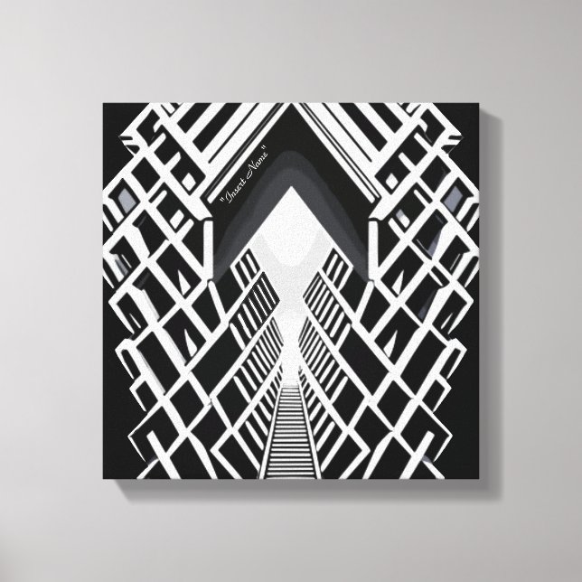 Lienzo Escalera monocromática: Obelisco de los contrastes (Anverso)