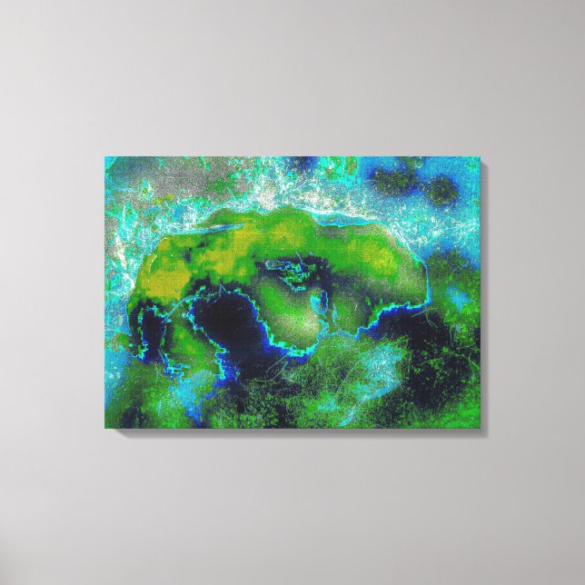 Lienzo Escaliza abstracta en los verdes y azules de cal (Anverso)