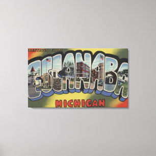 Lienzo Escanaba, Michigan - Escenas de letras grandes