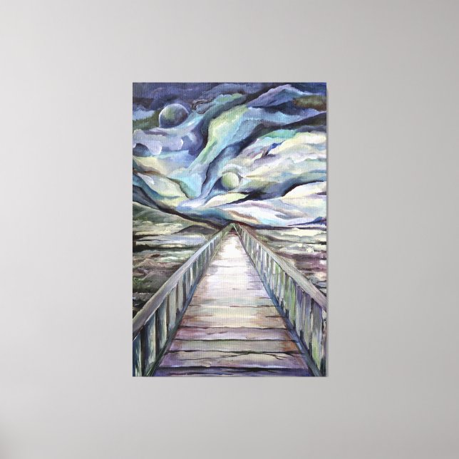 Lienzo Escandinavia Idílica noche fría de invierno Luna l (Anverso)