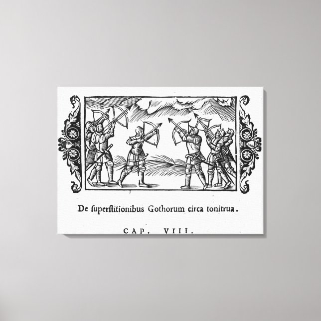 Lienzo Escandinavos usando sus flechas (Anverso)