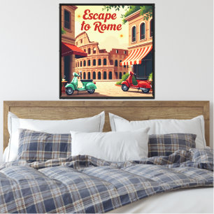 Lienzo Escape a Roma : Viaje retro vintage