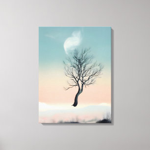 Lienzo Escape soñador: Árbol flotante con pluma