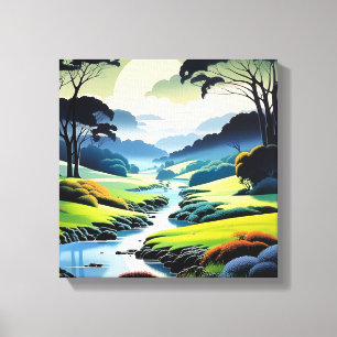 Lienzo Escape tranquilo: Un río corre a través de él