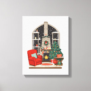 Lienzo Escena acogedora de la habitación de Navidad – Cal