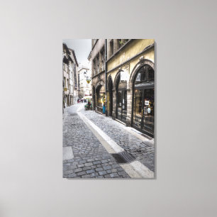 Lienzo Escena callejera en el casco antiguo de Francia