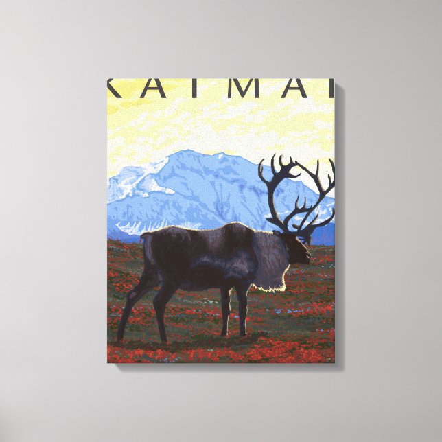 Lienzo Escena Caribou - Katmai, Alaska (Anverso)